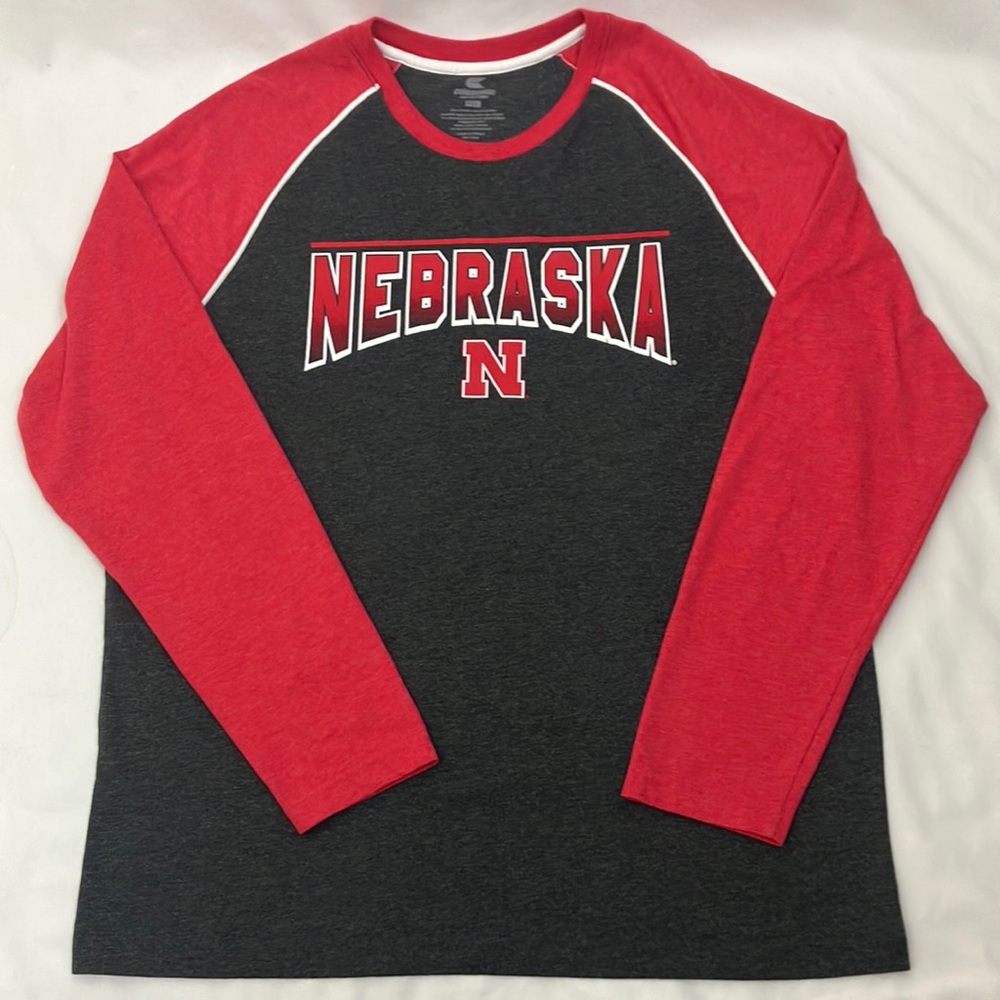 Nebraska Men's Red and Grey Long Sleeve T-Shirt size xtra large